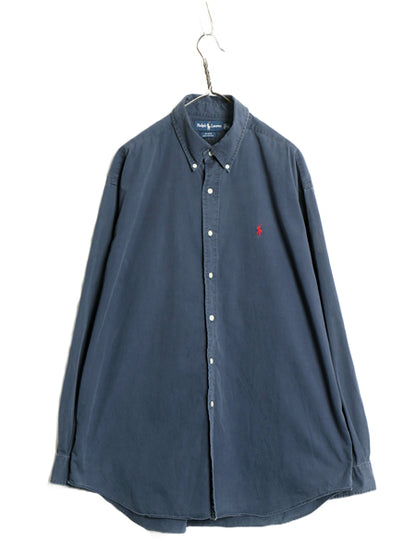 90s ラルフローレン 長袖 ボタンダウン シャツ メンズ XL オールド ポロ コットン チノ 長袖シャツ ワンポイント ワイシャツ 大きいサイズ