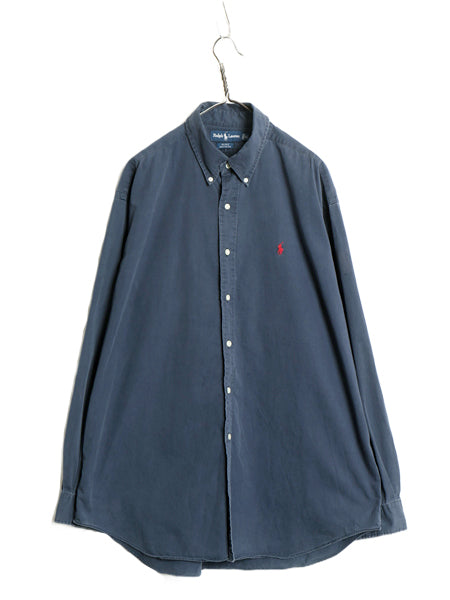 90s ラルフローレン 長袖 ボタンダウン シャツ メンズ XL オールド ポロ コットン チノ 長袖シャツ ワンポイント ワイシャツ 大きいサイズ