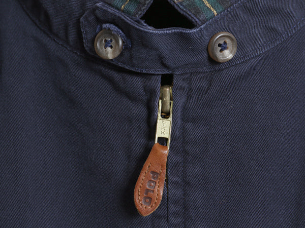 90s USA製 ポロ ラルフローレン スイングトップ ジャケット メンズ XL / 古着 オールド コットン ブルゾン ワンポイント 大きいサイズ 紺