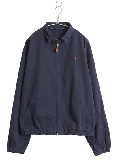 90s USA製 ポロ ラルフローレン スイングトップ ジャケット メンズ XL / 古着 オールド コットン ブルゾン ワンポイント 大きいサイズ 紺