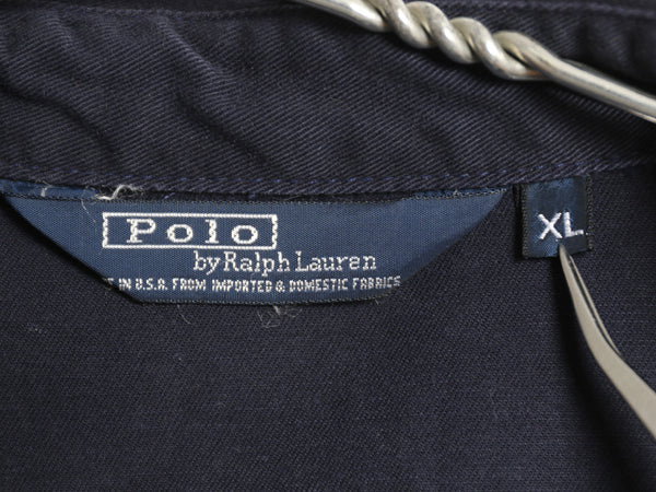 90s USA製 ポロ ラルフローレン スイングトップ ジャケット メンズ XL / 古着 オールド コットン ブルゾン ワンポイント 大きいサイズ 紺
