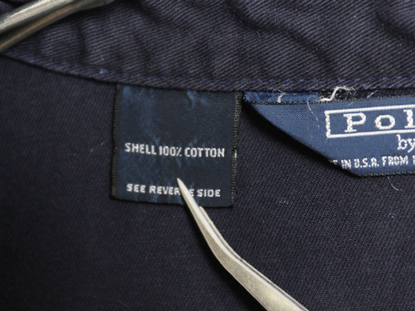 90s USA製 ポロ ラルフローレン スイングトップ ジャケット メンズ XL / 古着 オールド コットン ブルゾン ワンポイント 大きいサイズ 紺
