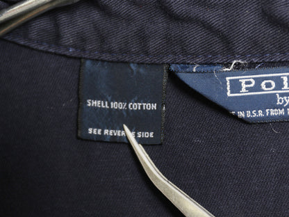 90s USA製 ポロ ラルフローレン スイングトップ ジャケット メンズ XL / 古着 オールド コットン ブルゾン ワンポイント 大きいサイズ 紺