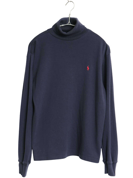 ラルフローレン タートルネック 長袖Tシャツ レディース M / オールド ポロ スポーツ ワンポイント ポニー 無地 ロンT スムース ストレッチ