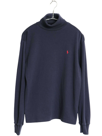 ラルフローレン タートルネック 長袖Tシャツ レディース M / オールド ポロ スポーツ ワンポイント ポニー 無地 ロンT スムース ストレッチ