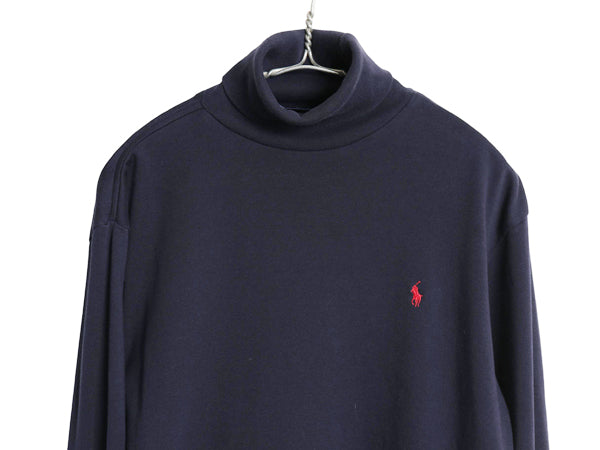 ラルフローレン タートルネック 長袖Tシャツ レディース M / オールド ポロ スポーツ ワンポイント ポニー 無地 ロンT スムース ストレッチ