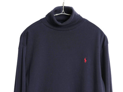 ラルフローレン タートルネック 長袖Tシャツ レディース M / オールド ポロ スポーツ ワンポイント ポニー 無地 ロンT スムース ストレッチ