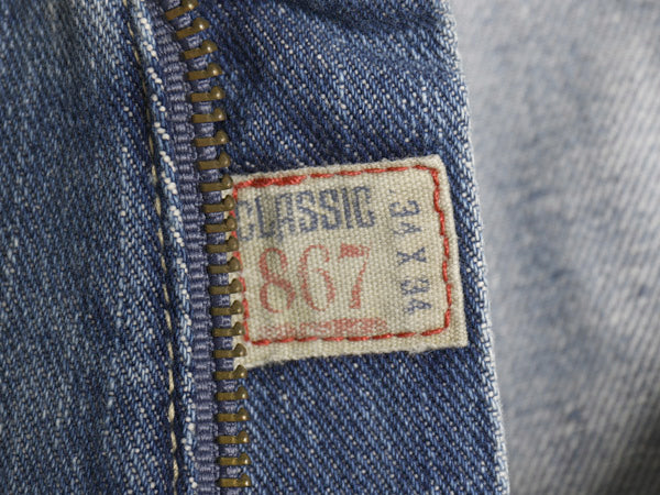ポロ ラルフローレン デニム パンツ メンズ 34 34 ヴィンテージ加工 ジーンズ ジーパン ワイド ストレート 革パッチ 5ポケット ヒゲ アタリ