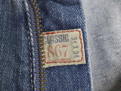 ポロ ラルフローレン デニム パンツ メンズ 34 34 ヴィンテージ加工 ジーンズ ジーパン ワイド ストレート 革パッチ 5ポケット ヒゲ アタリ
