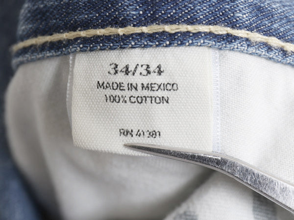 ポロ ラルフローレン デニム パンツ メンズ 34 34 ヴィンテージ加工 ジーンズ ジーパン ワイド ストレート 革パッチ 5ポケット ヒゲ アタリ