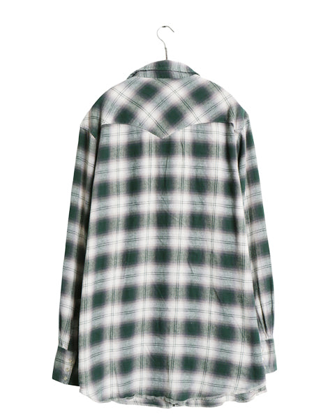 90s ラングラー オンブレ チェック フランネル 長袖 ウエスタン シャツ メンズ XL / オールド ネルシャツ シャドー コットン 大きいサイズ