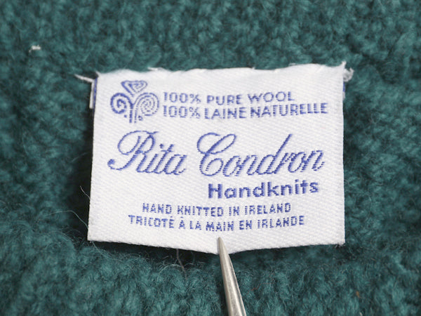 アイランド製 Rita Condron フィッシャーマン ウール ニット セーター メンズ レディース M ハンドメイド アラン ケーブル ローゲージ 無地