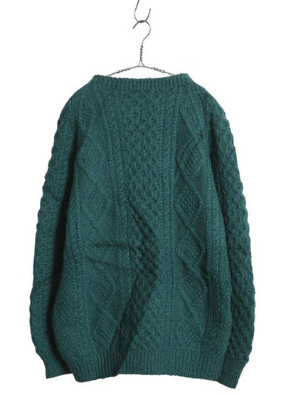 アイランド製 Rita Condron フィッシャーマン ウール ニット セーター メンズ レディース M ハンドメイド アラン ケーブル ローゲージ 無地