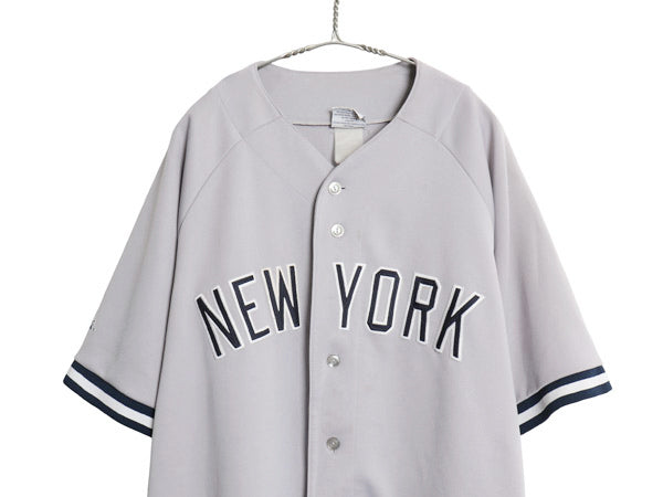 ヤンキース ベースボール シャツ メンズ XXXL 程/ MLB オフィシャル マジェスティック 大リーグ ユニフォーム 重ね着 前開き 大きいサイズ