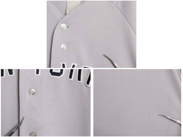 ヤンキース ベースボール シャツ メンズ XXXL 程/ MLB オフィシャル マジェスティック 大リーグ ユニフォーム 重ね着 前開き 大きいサイズ