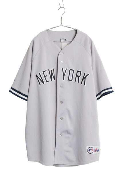 ヤンキース ベースボール シャツ メンズ XXXL 程/ MLB オフィシャル マジェスティック 大リーグ ユニフォーム 重ね着 前開き 大きいサイズ