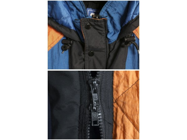 90s ニックス 中綿 ナイロン パーカー ジャケット メンズ L オールド NBA オフィシャル スターター スタジャン バスケ ブルゾン フルジップ