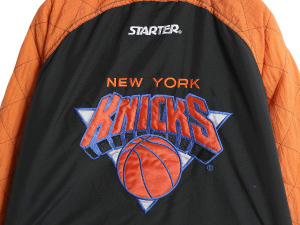 90s ニックス 中綿 ナイロン パーカー ジャケット メンズ L オールド NBA オフィシャル スターター スタジャン バスケ ブルゾン フルジップ