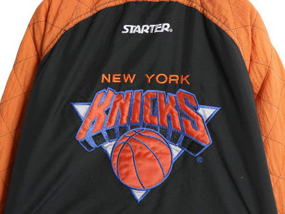 90s ニックス 中綿 ナイロン パーカー ジャケット メンズ L オールド NBA オフィシャル スターター スタジャン バスケ ブルゾン フルジップ