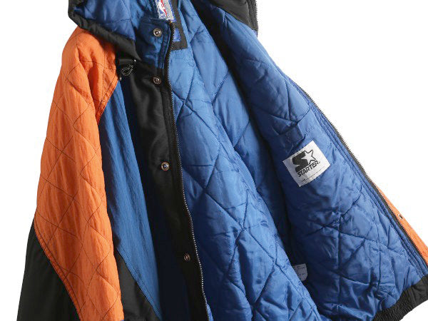 90s ニックス 中綿 ナイロン パーカー ジャケット メンズ L オールド NBA オフィシャル スターター スタジャン バスケ ブルゾン フルジップ