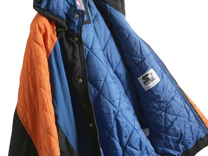 90s ニックス 中綿 ナイロン パーカー ジャケット メンズ L オールド NBA オフィシャル スターター スタジャン バスケ ブルゾン フルジップ