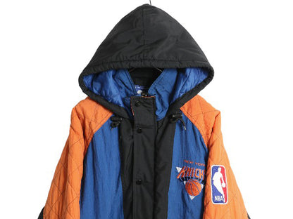 90s ニックス 中綿 ナイロン パーカー ジャケット メンズ L オールド NBA オフィシャル スターター スタジャン バスケ ブルゾン フルジップ