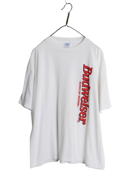 90s USA製 バドワイザー ロゴ プリント 半袖 Tシャツ メンズ XL / オールド 当時物 企業 シングルステッチ ビール 大きいサイズ ホワイト