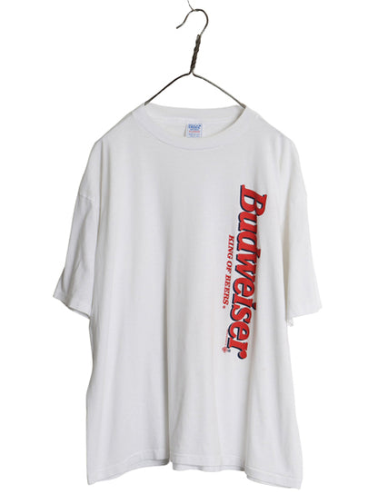 90s USA製 バドワイザー ロゴ プリント 半袖 Tシャツ メンズ XL / オールド 当時物 企業 シングルステッチ ビール 大きいサイズ ホワイト
