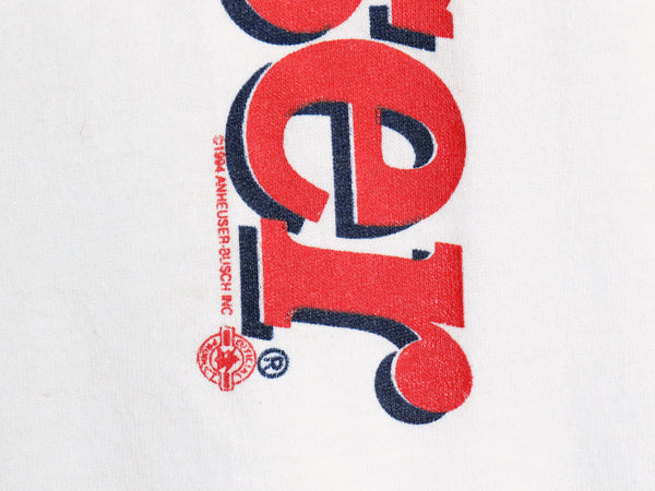 90s USA製 バドワイザー ロゴ プリント 半袖 Tシャツ メンズ XL / オールド 当時物 企業 シングルステッチ ビール 大きいサイズ ホワイト