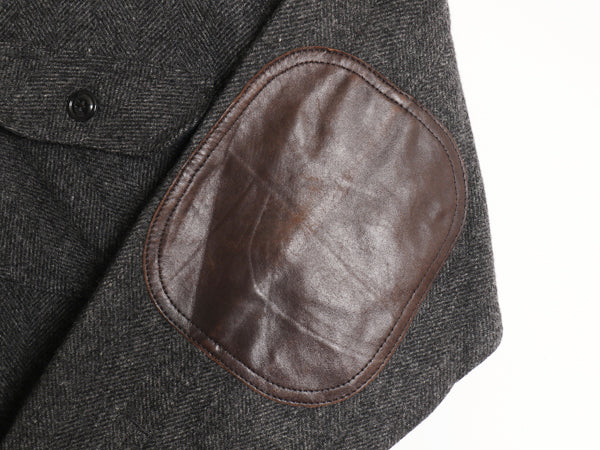90s USA製 ジョンソン ツイード ウール CPO 長袖 シャツ メンズ XL 程/ オールド 本革レザー エルボーパッチ ジャケット 厚手 大きいサイズ