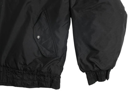 80s 90s ブルズ フード付き 中綿 ナイロン ジャケット メンズ L 古着 ヴィンテージ NBA オフィシャル スタジャン バスケ ロゴ7 ブルゾン 黒