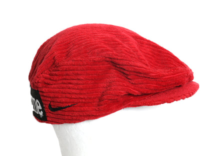 90s USA製 ナイキ 太畝 コーデュロイ ハンチング キャップ メンズ L 古着 オールド 帽子 キャスケット ワンポイント スウッシュ Sublime 赤