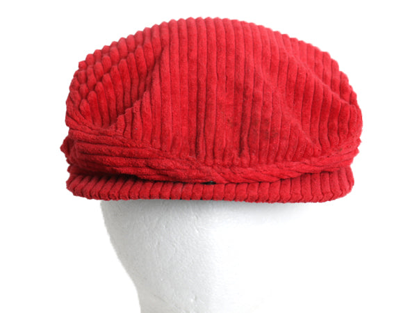 90s USA製 ナイキ 太畝 コーデュロイ ハンチング キャップ メンズ L 古着 オールド 帽子 キャスケット ワンポイント スウッシュ Sublime 赤