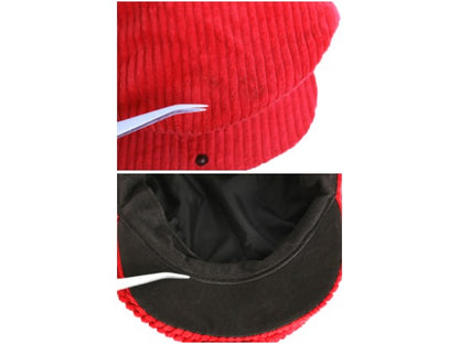 90s USA製 ナイキ 太畝 コーデュロイ ハンチング キャップ メンズ L 古着 オールド 帽子 キャスケット ワンポイント スウッシュ Sublime 赤