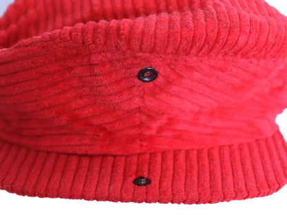 90s USA製 ナイキ 太畝 コーデュロイ ハンチング キャップ メンズ L 古着 オールド 帽子 キャスケット ワンポイント スウッシュ Sublime 赤