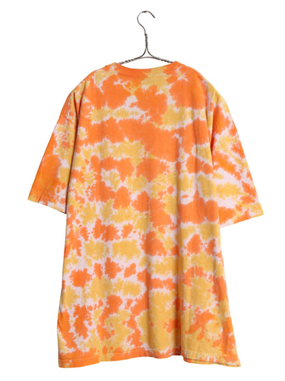 90s タイダイ 染め 半袖 Tシャツ メンズ XL 古着 オールド ヘビーウェイト コットン カットソー リキッドブルー マルチカラー 大きいサイズ