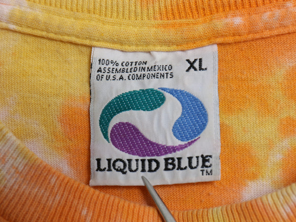 90s タイダイ 染め 半袖 Tシャツ メンズ XL 古着 オールド ヘビーウェイト コットン カットソー リキッドブルー マルチカラー 大きいサイズ