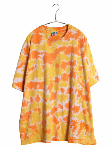 90s タイダイ 染め 半袖 Tシャツ メンズ XL 古着 オールド ヘビーウェイト コットン カットソー リキッドブルー マルチカラー 大きいサイズ