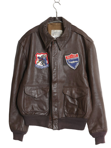 80s USA製 COOPER 本革 レザー A-2 タイプ フライト ジャケット メンズ M / ヴィンテージ 革ジャン ボンバー ゴートスキン 山羊革 ワッペン