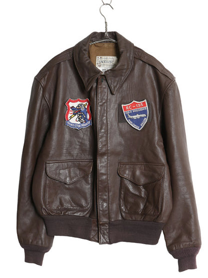 80s USA製 COOPER 本革 レザー A-2 タイプ フライト ジャケット メンズ M / ヴィンテージ 革ジャン ボンバー ゴートスキン 山羊革 ワッペン