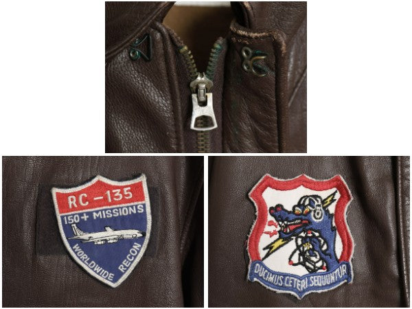 80s USA製 COOPER 本革 レザー A-2 タイプ フライト ジャケット メンズ M / ヴィンテージ 革ジャン ボンバー ゴートスキン 山羊革 ワッペン