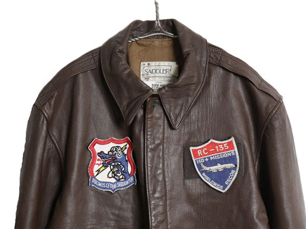 80s USA製 COOPER 本革 レザー A-2 タイプ フライト ジャケット メンズ M / ヴィンテージ 革ジャン ボンバー ゴートスキン 山羊革 ワッペン