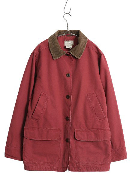 00s エルエルビーン コットン ハンティング ジャケット レディース M 古着 オールド カバーオール ハーフ コート フランネル ライナー付き