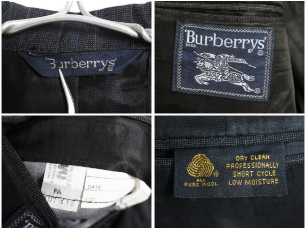 90s USA製 バーバリー プローサム テーラード ジャケット メンズ S 程/ 旧タグ オールド ブレザー サマー ウール ストライプ トラッド 灰