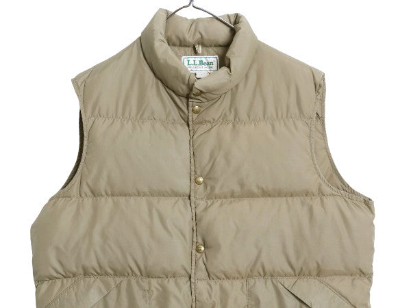 80s USA製 エルエルビーン ナイロン ダウン ベスト メンズ L 古着 ヴィンテージ 旧タグ アウトドア ハイネック 重ね着 前開き ポケット付き
