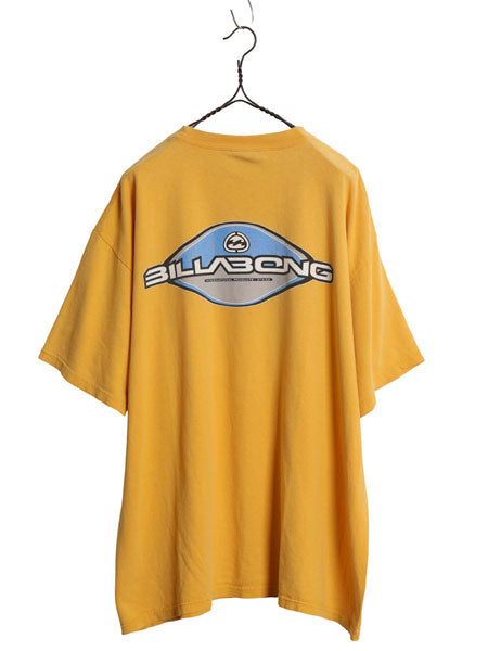00s ☆ ビラボン 両面 ロゴ プリント Tシャツ メンズ XL 古着 オールド サーフ グラフィック Y2K ワンポイント ヘビーウェイト マスタード