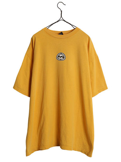 00s ☆ ビラボン 両面 ロゴ プリント Tシャツ メンズ XL 古着 オールド サーフ グラフィック Y2K ワンポイント ヘビーウェイト マスタード
