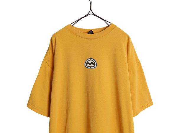 00s ☆ ビラボン 両面 ロゴ プリント Tシャツ メンズ XL 古着 オールド サーフ グラフィック Y2K ワンポイント ヘビーウェイト マスタード