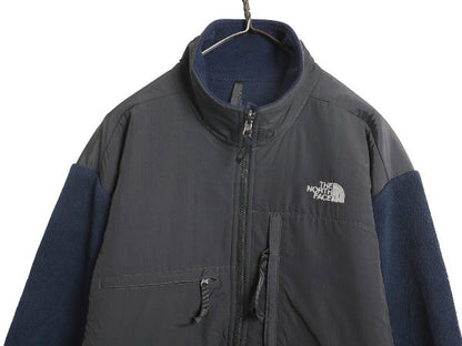 ノースフェイス デナリ ジャケット メンズ L / アウトドア フリース ナイロン ジャンパー フルジップ ブルゾン ハイネック ツートン 紺 灰