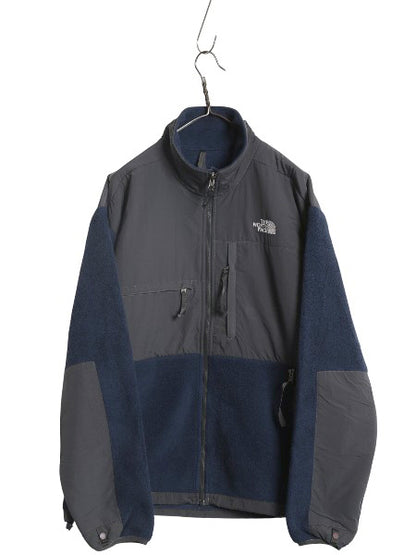 ノースフェイス デナリ ジャケット メンズ L / アウトドア フリース ナイロン ジャンパー フルジップ ブルゾン ハイネック ツートン 紺 灰